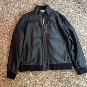 Calvin Klein Black leather style jacket with quilted liner